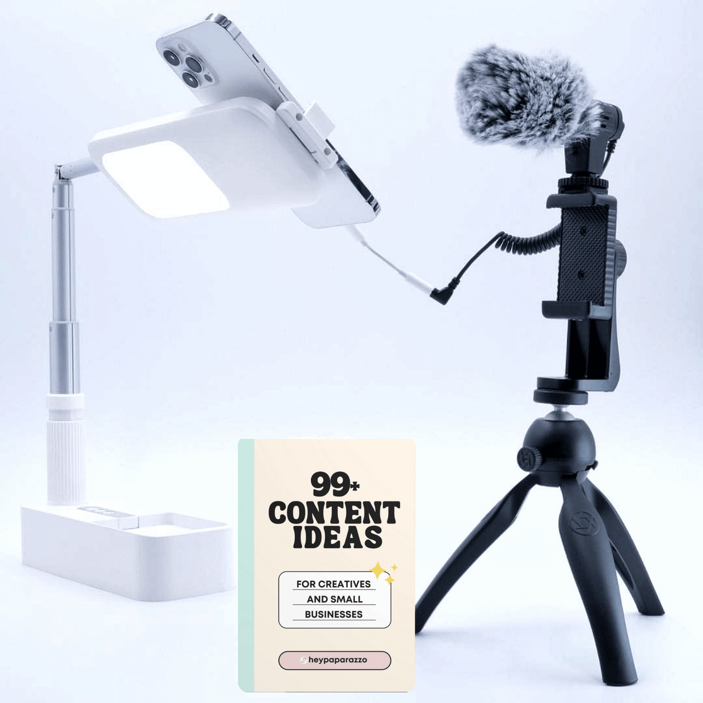 Overhead Phone Stand and Shotgun Microphone Audio Kit White
